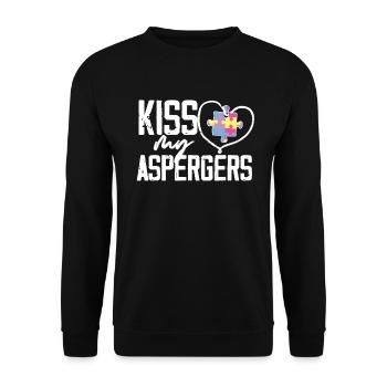 Kiss My Aspergers Autism Awareness Sped Teacher - Unisex Sweatshirt - black - Front - Alina (178cm) & Michal (187cm)