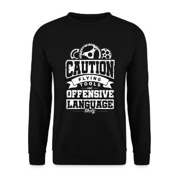 Caution Flying Tool Aircraft Mechanic Diesel Mecha - Unisex Sweatshirt - black - Front - Alina (178cm) & Michal (187cm)