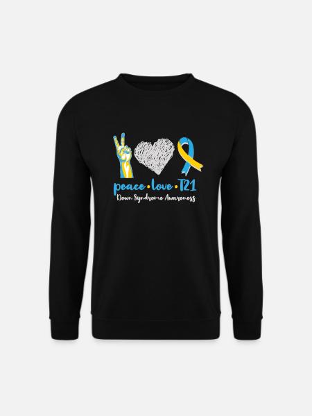 Peace Love T21 Down Syndrome Awareness Sped Teache - Unisex Pullover - Schwarz