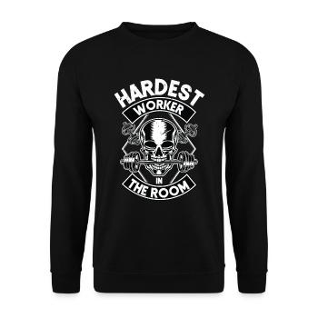 Hardest worker in the room - Unisex Sweatshirt - black - Front - Alina (178cm) & Michal (187cm)