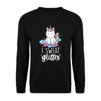 I Sweat Glitter Unicorn Workout Haltérophilie Gym - Sweat-shirt Unisexe - noir - Devant - Alina (178cm) & Michal (187cm)