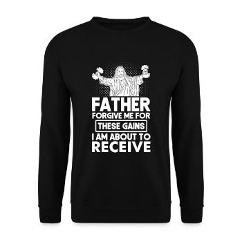 Père pardonne-moi pour ces gains Jésus Workout - Sweat-shirt Unisexe - noir - Devant - Alina (178cm) & Michal (187cm)