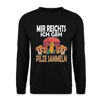 Pilzsammler Pilsjäger Pilsejäger Pilzsaison Herbst - Unisex Pullover - Schwarz - Vorne - Alina (178cm) & Michal (187cm)