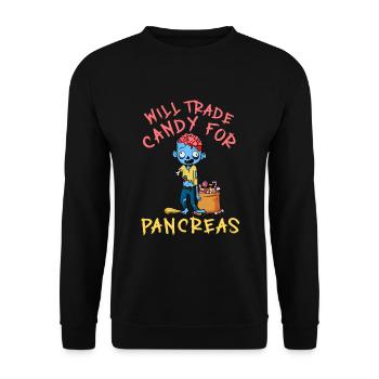 Trade Candy For Pancreas Type 1 Diabetes Awareness - Unisex Pullover - Schwarz - Vorne - Alina (178cm) & Michal (187cm)