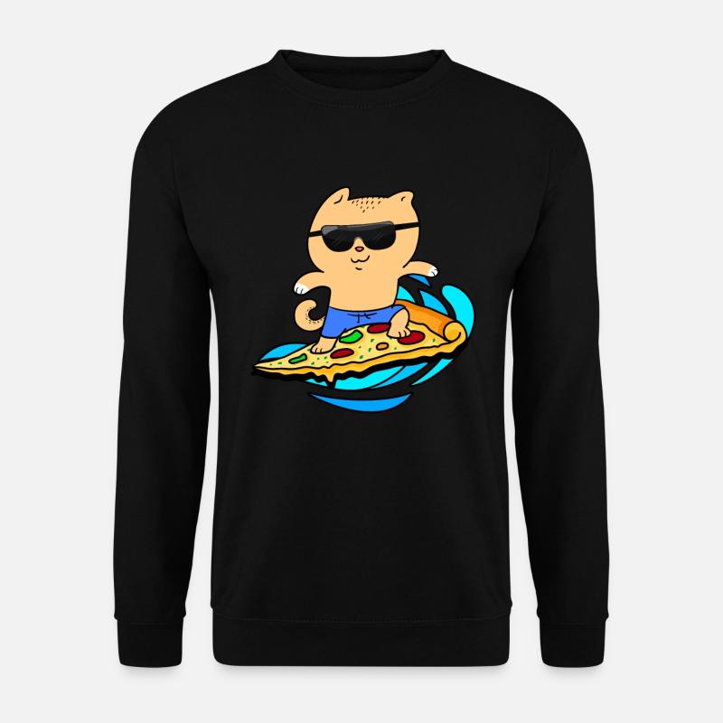 Pizza Cat Surfing On Pizza - Unisex Sweatshirt - black