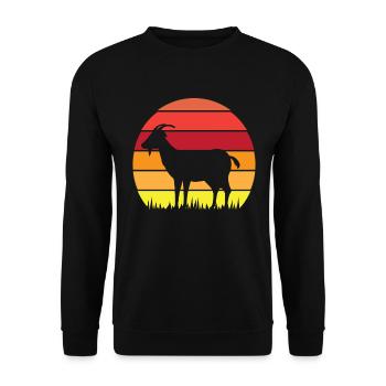 Retro Vintage Sunset Goat Life - Unisex Pullover - Schwarz - Vorne - Alina (178cm) & Michal (187cm)