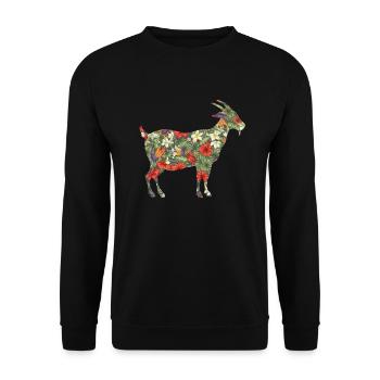 Floral Goat Hawaiian Tropical - Unisex Pullover - Schwarz - Vorne - Alina (178cm) & Michal (187cm)
