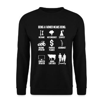 Être un agriculteur mécanicien agronome Vie de famille - Sweat-shirt Unisexe - noir - Devant - Alina (178cm) & Michal (187cm)