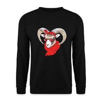 Hippie Goat Face With Bandana - Unisex Pullover - Schwarz - Vorne - Alina (178cm) & Michal (187cm)