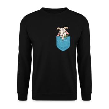 Bébé une chèvre dans le visage de poche - Sweat-shirt Unisexe - noir - Devant - Alina (178cm) & Michal (187cm)