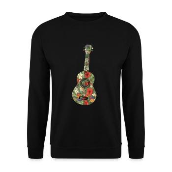 Floral Tropical Ukulélé Player Hawaiian Musician - Sweat-shirt Unisexe - noir - Devant - Alina (178cm) & Michal (187cm)