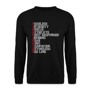 Premier intervenant pompier mince ligne rouge - Sweat-shirt Unisexe - noir - Devant - Alina (178cm) & Michal (187cm)