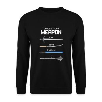 Choose Your Weapon C Java Python Programmierer - Unisex Pullover - Schwarz - Vorne - Alina (178cm) & Michal (187cm)