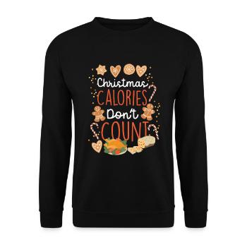 Weihnachten Christmas Calories Don't Count - Unisex Pullover - Schwarz - Vorne - Alina (178cm) & Michal (187cm)