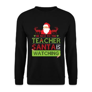 Christmas Teacher Ugly Christmas Sweater - Unisex Sweatshirt - black - Front - Alina (178cm) & Michal (187cm)
