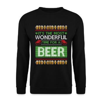 Christmas Beer Ugly Christmas Sweater - Unisex Sweatshirt - black - Front - Alina (178cm) & Michal (187cm)