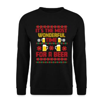Christmas Beer Ugly Christmas Sweater - Unisex Sweatshirt - black - Front - Alina (178cm) & Michal (187cm)