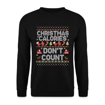 Chandail de Noël laid Calories de Noël - Sweat-shirt Unisexe - noir - Devant - Alina (178cm) & Michal (187cm)