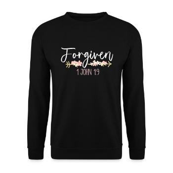 Christlicher Bibelvers Religion Blume - Unisex Pullover - Schwarz - Vorne - Alina (178cm) & Michal (187cm)