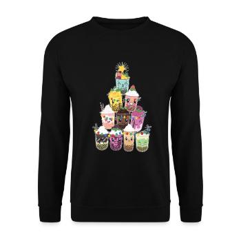 Bubble Tea Christmas Tree - Unisex Sweatshirt - black - Front - Alina (178cm) & Michal (187cm)