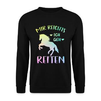 Mir Reichts Ich geh Reiten Geschenk für Pferdefan - Unisex Pullover - Schwarz - Vorne - Alina (178cm) & Michal (187cm)