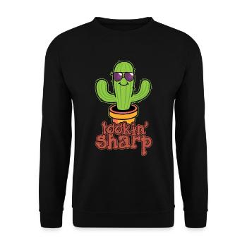 Kaktus Pflanze Looking Sharp - Unisex Pullover - Schwarz - Vorne - Alina (178cm) & Michal (187cm)