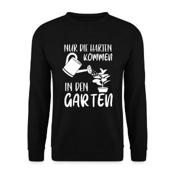 Nur die Harten kommen in den Garten | Gärtner - Unisex Pullover - Schwarz - Vorne - Alina (178cm) & Michal (187cm)