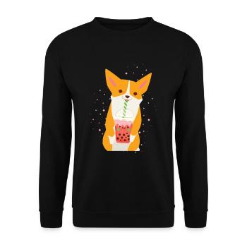 Bubble Tea Corgi - Unisex Sweatshirt - black - Front - Alina (178cm) & Michal (187cm)