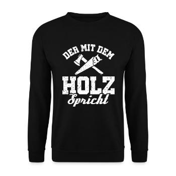 Qui parle avec le bois | Schreiner & Artisans - Sweat-shirt Unisexe - noir - Devant - Alina (178cm) & Michal (187cm)