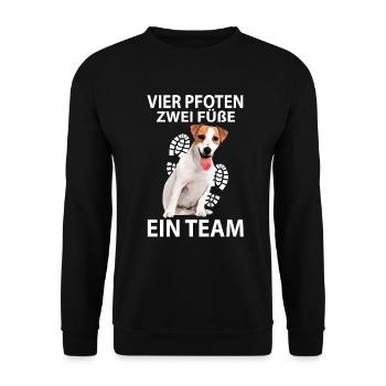 Jack Russell Terrier Hund Vier Pfoten Zwei Füße - Unisex Pullover - Schwarz - Vorne - Alina (178cm) & Michal (187cm)