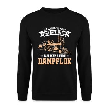 Ich schnarche nicht träume ich wäre eine Dampflok - Unisex Pullover - Schwarz - Vorne - Alina (178cm) & Michal (187cm)