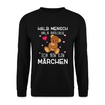 Halb Mensch Halb Bärchen Ich Bin Ein Märchen - Unisex Pullover - Schwarz - Vorne - Alina (178cm) & Michal (187cm)