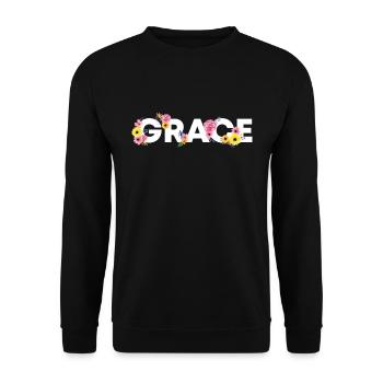 Christlicher Bibelvers Religion Blume - Unisex Pullover - Schwarz - Vorne - Alina (178cm) & Michal (187cm)