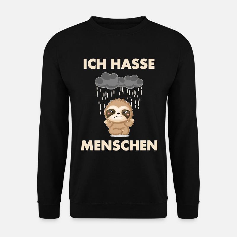Ich hasse Menschen Faultier - Unisex Pullover - Schwarz