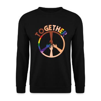 Human Rights Together Peace Sign - Unisex Pullover - Schwarz - Vorne - Alina (178cm) & Michal (187cm)