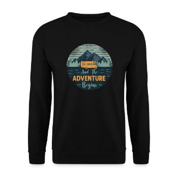 Camping And The Adventure Begins - Unisex Sweatshirt - black - Front - Alina (178cm) & Michal (187cm)