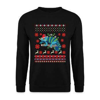 Chameleon Ugly Christmas Sweater - Unisex Sweatshirt - black - Front - Alina (178cm) & Michal (187cm)