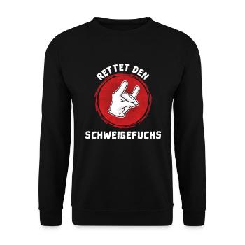 Rettet den Schweigefuchs Schule Einschulung Lehrer - Unisex Pullover - Schwarz - Vorne - Alina (178cm) & Michal (187cm)