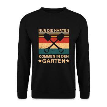 Nur die Harten kommen in den Garten Gärtner - Unisex Pullover - Schwarz - Vorne - Alina (178cm) & Michal (187cm)