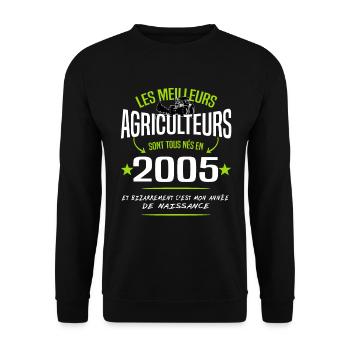 Agriculteur né en 2005 / naissance humour - Sweat-shirt Unisexe - noir - Devant - Alina (178cm) & Michal (187cm)