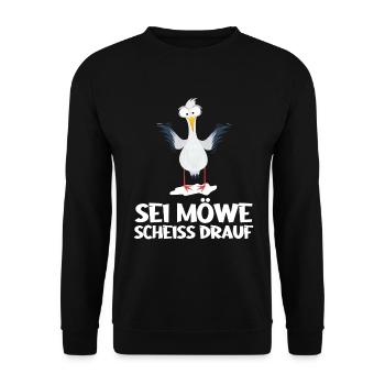 Sei Möwe Scheiss Drauf Nordsee Norddeutsch - Unisex Pullover - Schwarz - Vorne - Alina (178cm) & Michal (187cm)