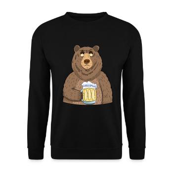 bear beer funny beer drinking bear beer - Unisex Sweatshirt - black - Front - Alina (178cm) & Michal (187cm)