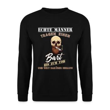Echte Männer tragen einen Bart - Unisex Pullover - Schwarz - Vorne - Alina (178cm) & Michal (187cm)