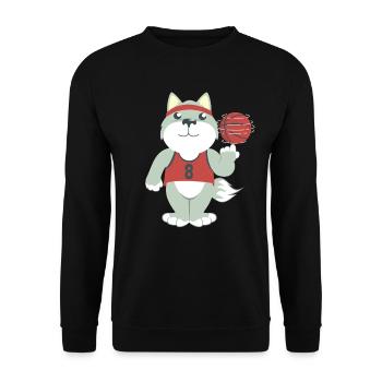 Basketball Wolf - Unisex Sweatshirt - black - Front - Alina (178cm) & Michal (187cm)