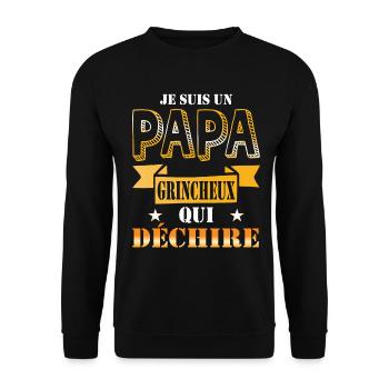 Idee cadeau je suis un Papa grincheux qui déchire - Sweat-shirt Unisexe - noir - Devant - Alina (178cm) & Michal (187cm)
