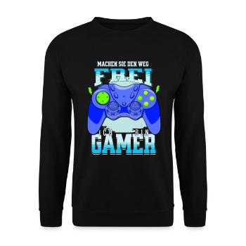 Gamer Zocker Motiv die es eilig haben - Unisex Pullover - Schwarz - Vorne - Alina (178cm) & Michal (187cm)