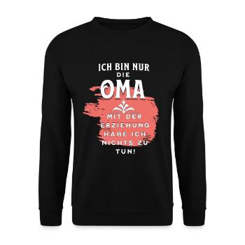 Oma und Kindererziehung - Unisex Pullover - Schwarz - Vorne - Alina (178cm) & Michal (187cm)