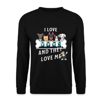 I Love Dog I love dogs - Unisex Sweatshirt - black - Front - Alina (178cm) & Michal (187cm)