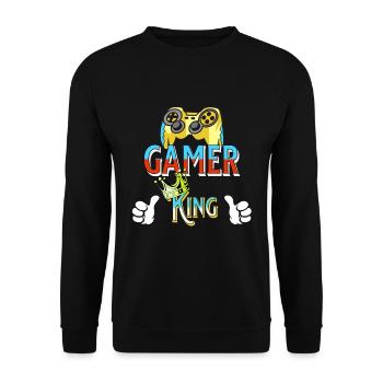 Gamer King - Unisex Sweatshirt - black - Front - Alina (178cm) & Michal (187cm)