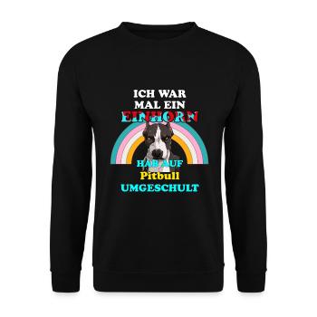 Hund Pitbull war Einhorn für Hundeliebhaber - Unisex Pullover - Schwarz - Vorne - Alina (178cm) & Michal (187cm)